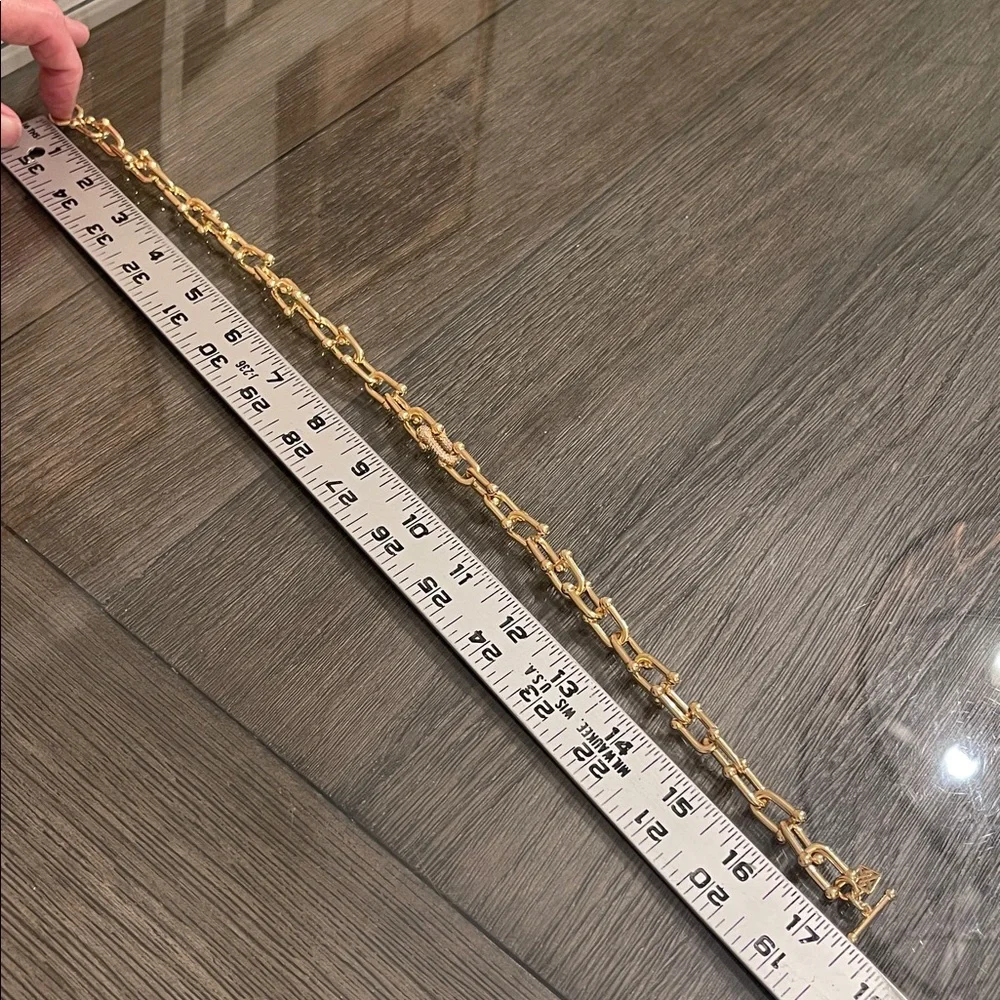 MICHELLE MCDOWELL Lucille Necklace Pave Accent Link 17 3/4” approx Gold-tone - Picture 8 of 16